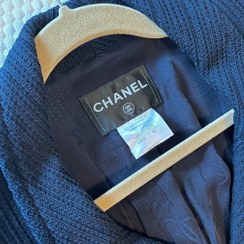 CHANEL Navy Blue Double-Breasted Blazer Coat from 2013